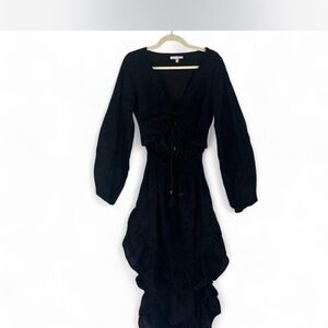 Black V-Neck Long Sleeve Cocktail Sundress
